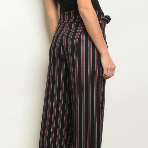 ✔CLEARANCE! Burgundy striped wide leg trousers - Picture 5 of 5